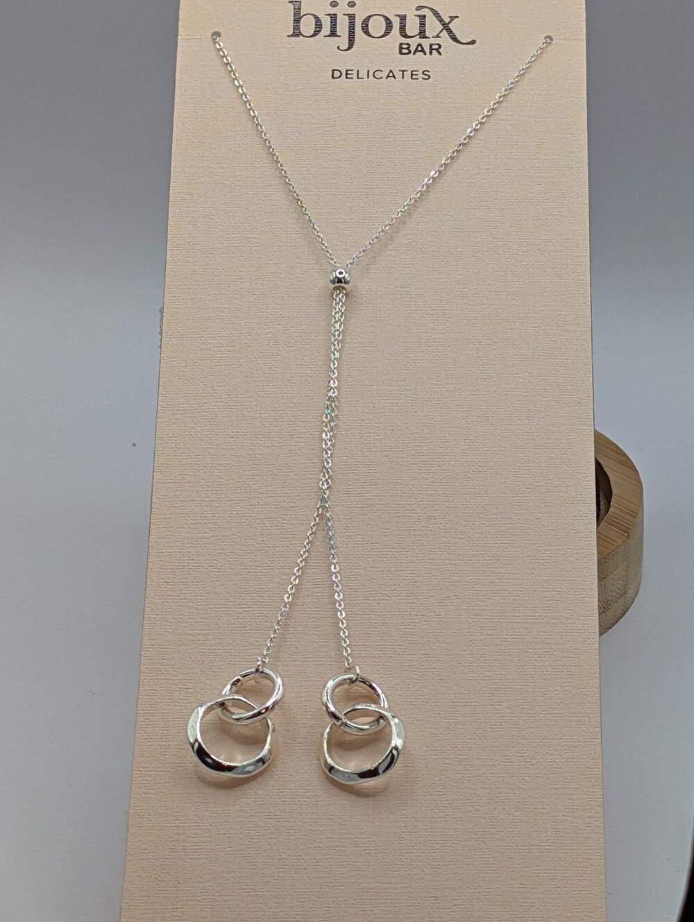 Delicates Silver Double-Ring Lariat Necklace